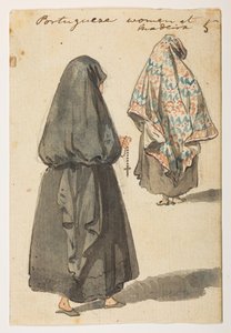 Portugueze women at Madiera, from an Album of 372 drawings of landscapes, coastlines, costumes and everyday life made during Lord Macartney