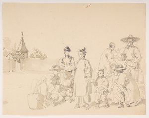 A group, from an Album of 372 drawings of landscapes, coastlines, costumes and everyday life made during Lord Macartney
