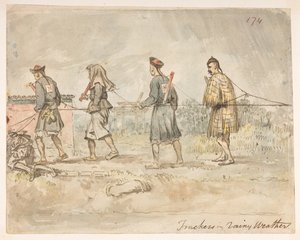 Trackers in rainy weather, from an Album of 278 drawings of landscapes, coastlines, costumes and everyday life made during Lord Macartney