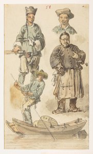 Studies of Chinese, from an Album of 372 drawings of landscapes, coastlines, costumes and everyday life made during Lord Macartney