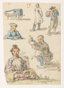 59 Studies of Chinese, from an Album of 372 Drawings of Landscapes, Coastlines, Costumes and Everyday Life