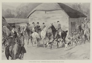 Hounds, Gentlemen, Please, Unkennelling Hounds at Cloutsham Farm, near Porlock by William Barnes Wollen