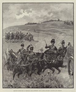 Military Manoeuvres at Frensham, Near Aldershot, Royal Horse Artillery Galloping into Position by William Barnes Wollen
