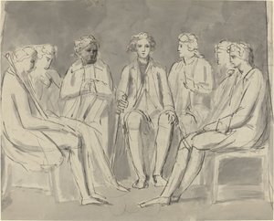 Group of Men Seated in a Circle (recto)