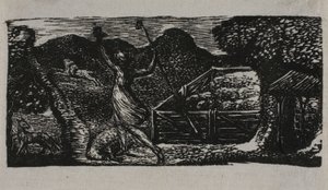 Shepherd Chases Away Wolf, from The Pastorals of Virgil