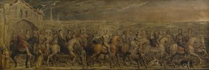 Sir Jeffrey Chaucer and the Nine and Twenty Pilgrims on Their Journey to Canterbury by William Blake