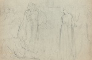 Sketch of a Swordsman Standing Over His Defeated Opponent