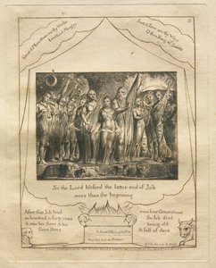 The Book of Job: Pl. 21, So the Lord blessed the latter end of Job more than the beginning by William Blake