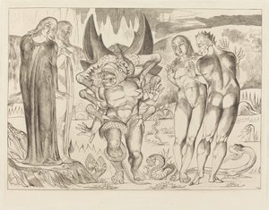 The Circle of the Thieves; Agnolo Brunelleschi Attacked by a Six-Footed Serpent by William Blake