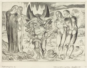 The Circle of the Thieves; Agnolo Brunelleschi Attacked by a Six-Footed Serpent by William Blake