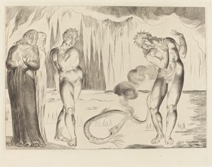The Circle of the Thieves; Buoso Donati Attacked by the Serpent by William Blake