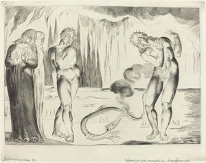 The Circle of the Thieves; Buoso Donati Attacked by the Serpent by William Blake