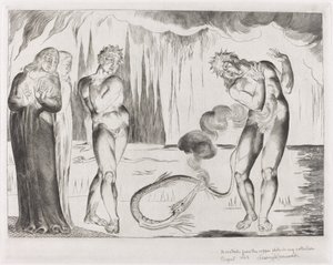 The Circle of the Thieves; Buoso Donati Attacked by the Serpent by William Blake
