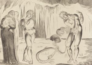 The Circle of the Thieves, Buoso Donati Attacked by the Serpent by William Blake