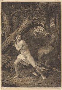 Orlando in a Fury Tearing up Trees by William Blake after Thomas Stothard