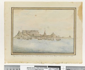 Cape Town, Table Mountain & Sirius & Convoy in Table Bay, November 1787, c.1802