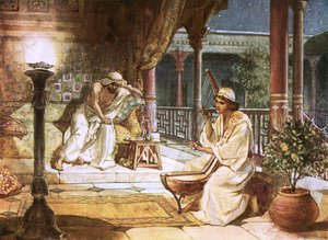 David playing on the harp before Saul by William Brassey Hole