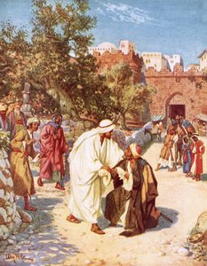 Jesus healing a leper