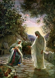 Mary Magdalene speaks to the risen Jesus