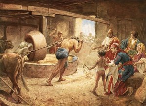 Samson grinding in prison at Gaza