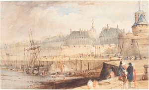 The Harbor of St. Malo at Low Tide by William Callow
