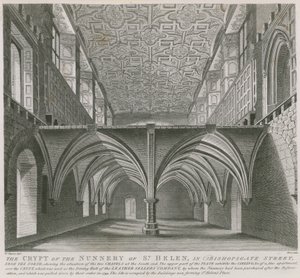 The crypt of the Nunnery of St Helen in Bishopsgate Street, London by William Capon
