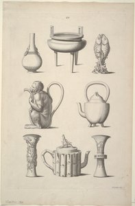 Designs for Tableware, Plate XV of Designs of Chinese Buildings, Furniture, Dresses, Machines and Utensils by William Chambers