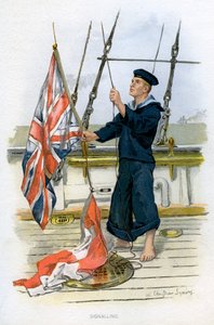 Royal Navy sailor signalling by William Christian Symons