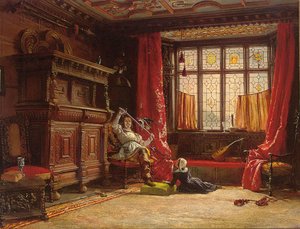 A Cavalier in a Darkened Interior, a Bird on His Sword