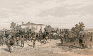 The funeral cortege of Lord Raglan leaving Head Quarters by William Crimea Simpson