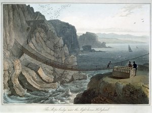 The Rope Bridge near the Lighthouse, Holyhead, Anglesey, Wales by William Daniell