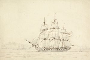 Three Masted Ship by William Daniell