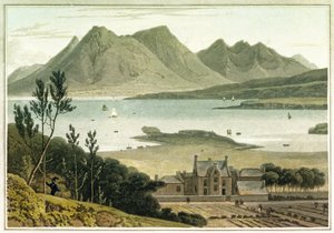 Western View from Raasay Island (Scotland), with Description of a Large Building and Its Adjoining Gardens. Etching in Colors by William Daniell (1769-1837) by William Daniell