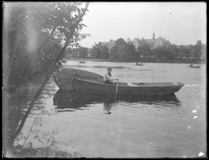 Ethel Gray Magaw Hassler in a rowboat, Central Park by William Davis Hassler