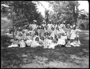 Group portrait of unidentified little girls, probably the Roman Catholic Orphan Asylum, Kingsbridge, Bronx, c.1910