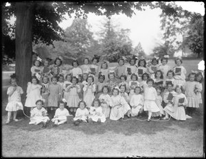 Group portrait of unidentified little girls, probably the Roman Catholic Orphan Asylum, Kingsbridge, Bronx, c.1910