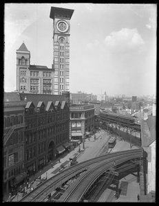 High-angle View of the Intersection of Flatbush Avenue and Fulton Street, Brooklyn, New York