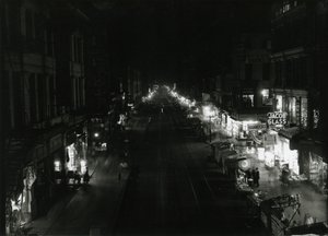 Night View of Grand Street at Orchard Street, NYC, 1917 by William Davis Hassler