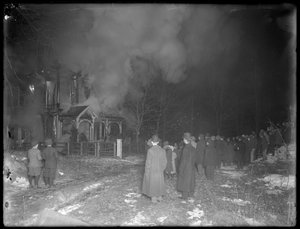 Prescott Cottage Fire at Night, Inwood Hill
