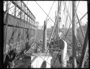 R.M.S. Carpathia loading at Pier 54 N.R. by William Davis Hassler