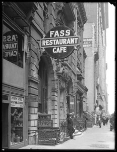 Sign for Fass Café, 19 W. 31st Street, New York City, June 14, 1916