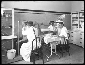Two Patients Being Examined in the Main Hospital Examining Room, Seton Hospital, Spuyten Duyvil, Bronx, October 30, 1914
