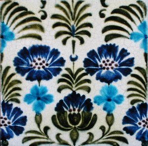 Tile with Persian Style Floral Design by William de Morgan