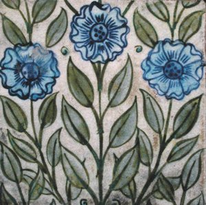 Tile with Stylised Floral Design by William de Morgan