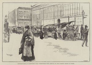 Costermongers in Farringdon Road, threatened with Removal by the Holborn Board of Works by William Douglas Almond