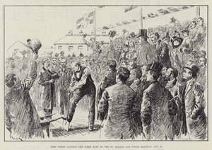 Lord Derby cutting the First Turf of the St Helens and Wigan Railway, 28 January by William Douglas Almond