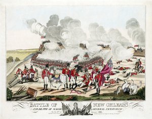 Battle of New Orleans and Death of Major General Packenham on the 8th of January 1815, pub. 1815 by William Edward (after) West
