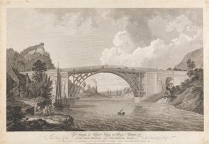 View of the Cast Iron Bridge near Coalbrookdale by William Ellis