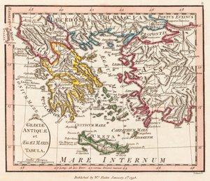 Ancient Greece. Aegean Sea. Asia Minor. Map.