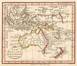 Australia and New Zealand. New Holland. Map.